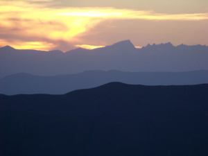 Desert sunset behind the Sierras
