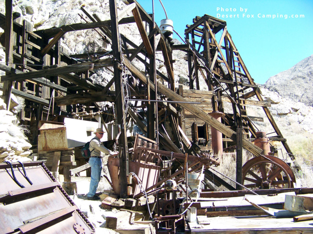 Checking out the old mining equipment