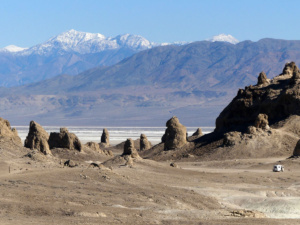 Snow on Telescope Peak viewed from Trona Pinnacles